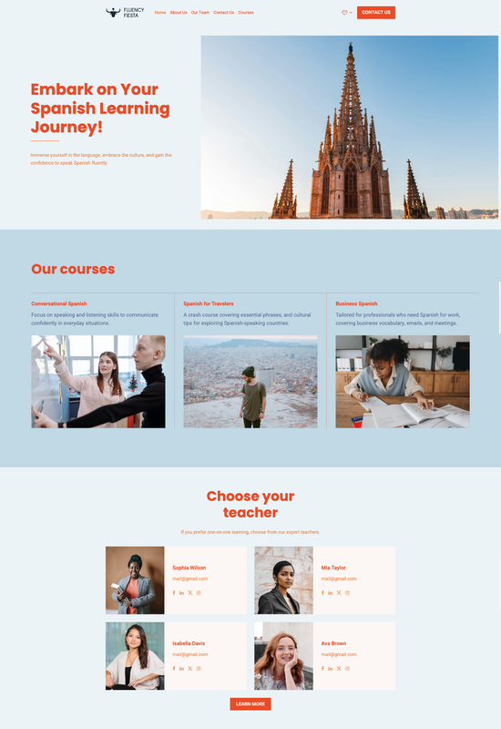 Spanish language school template preview
